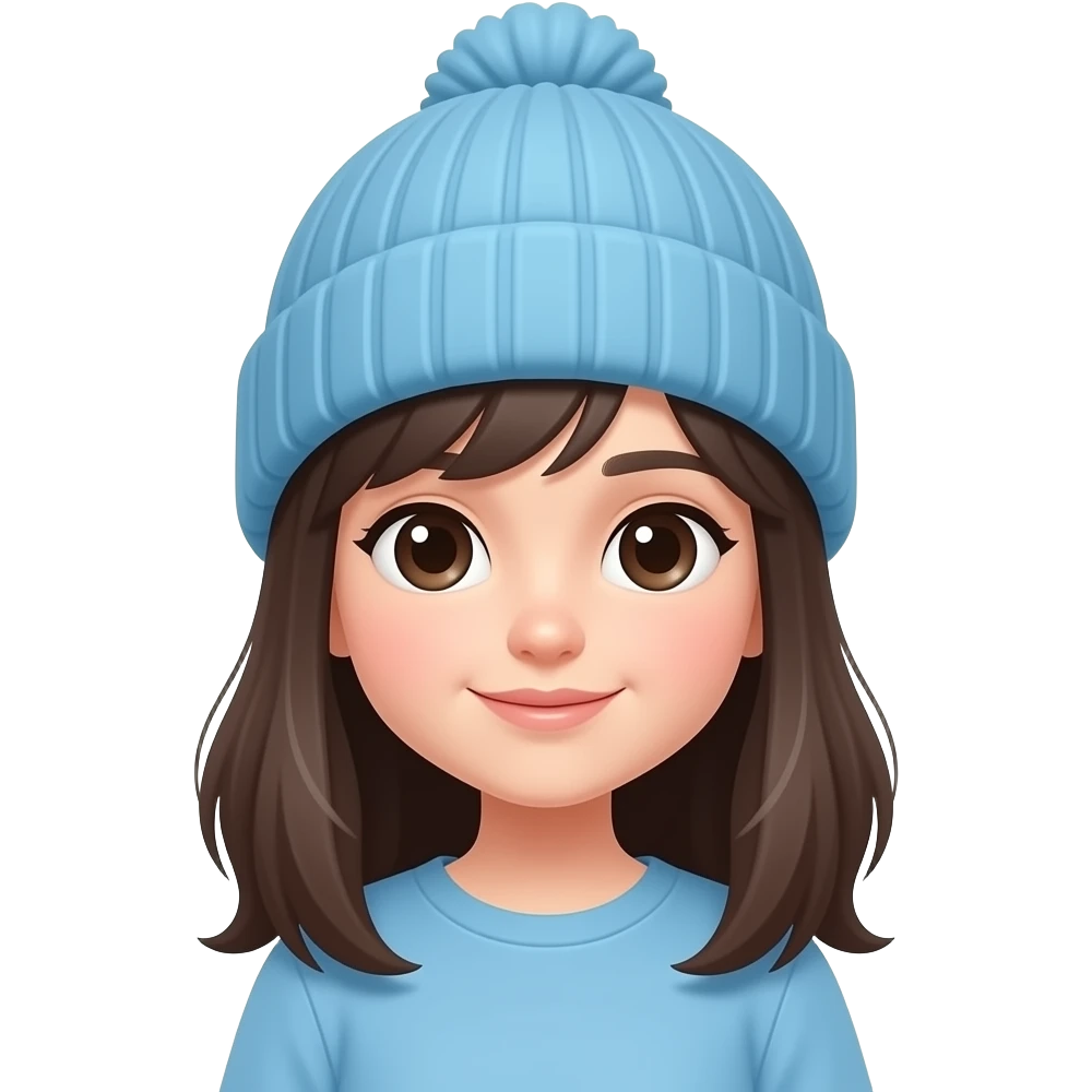 하늘색 비니를 쓴 귀여운 여자 emoji