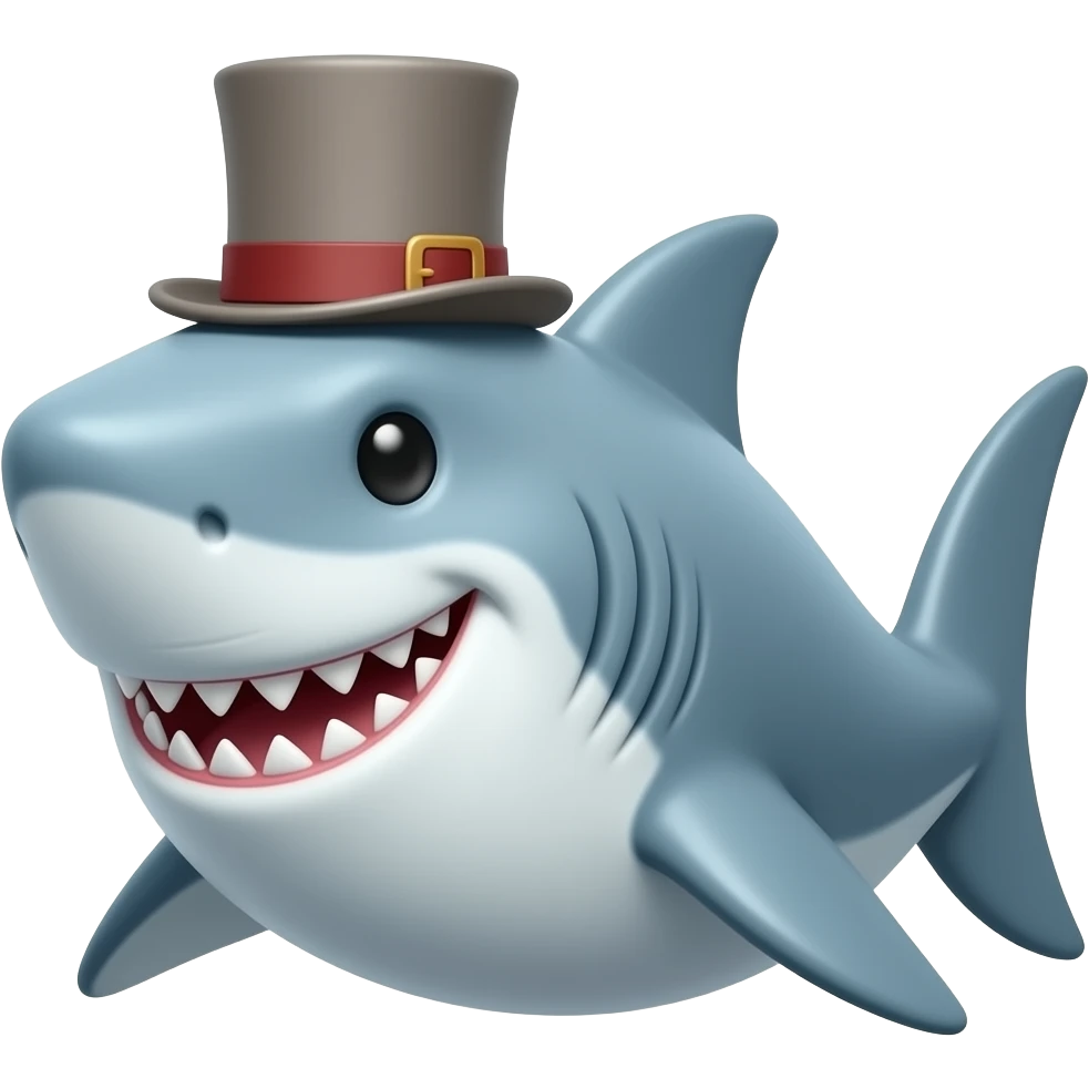 Shark with a top hat emoji