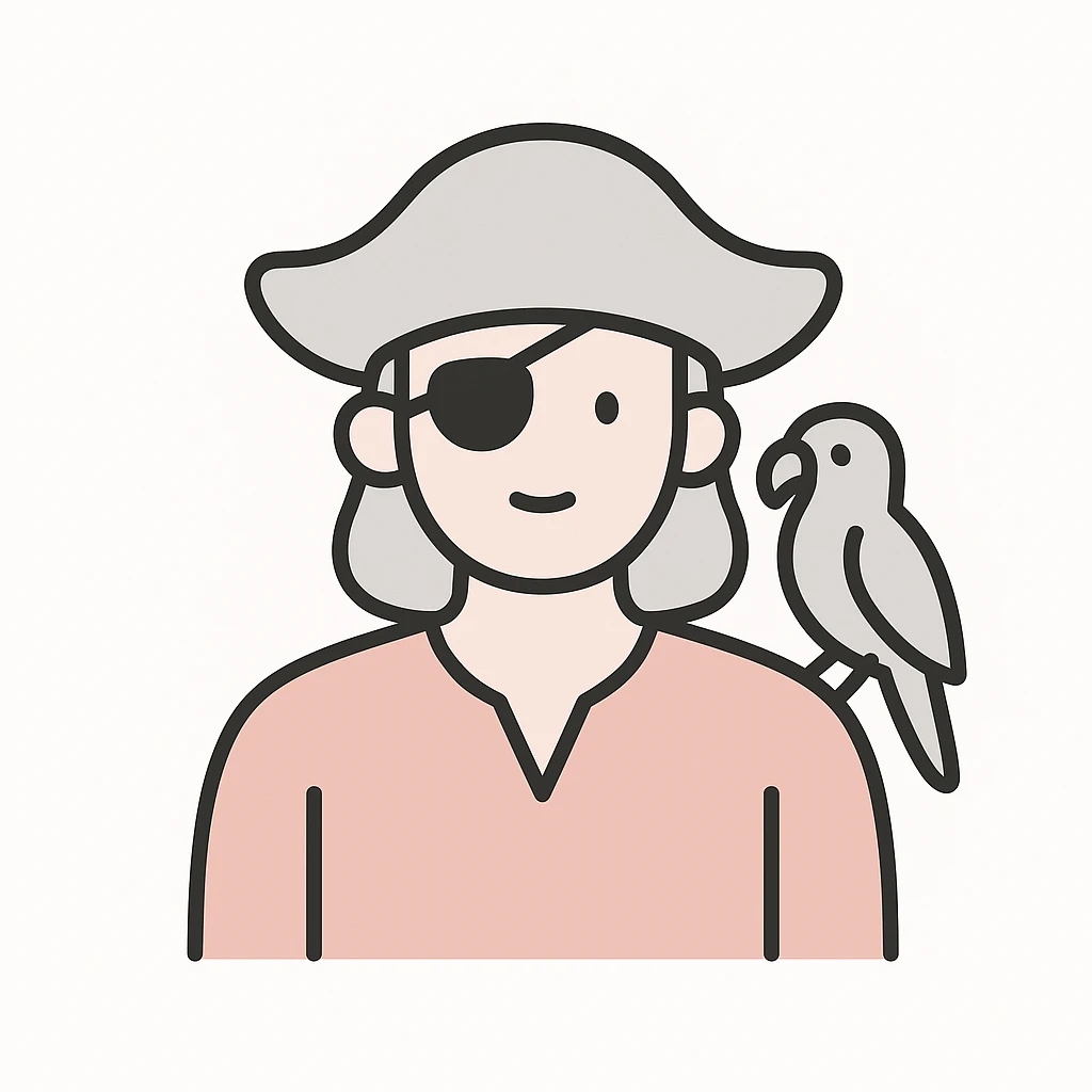 pirate with eye patch and parrot emoji