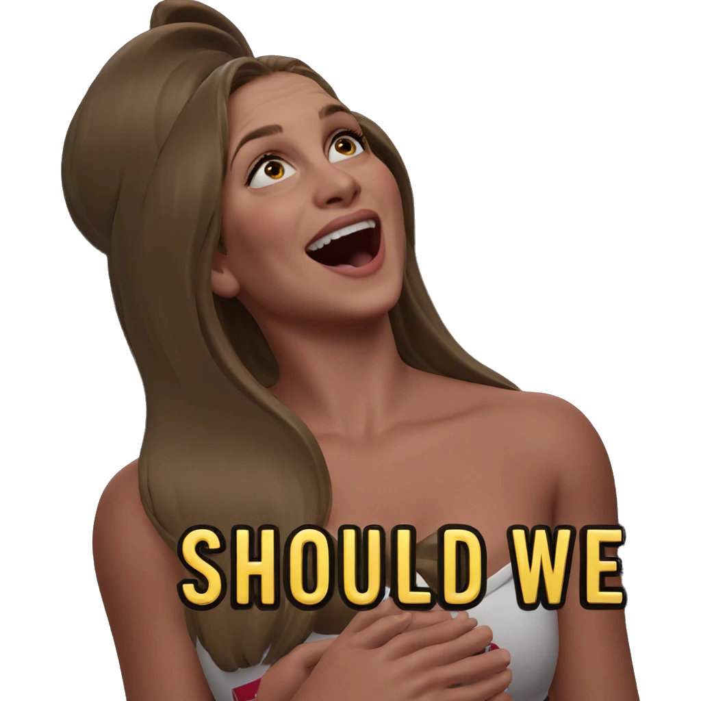 girl in dress with text emoji