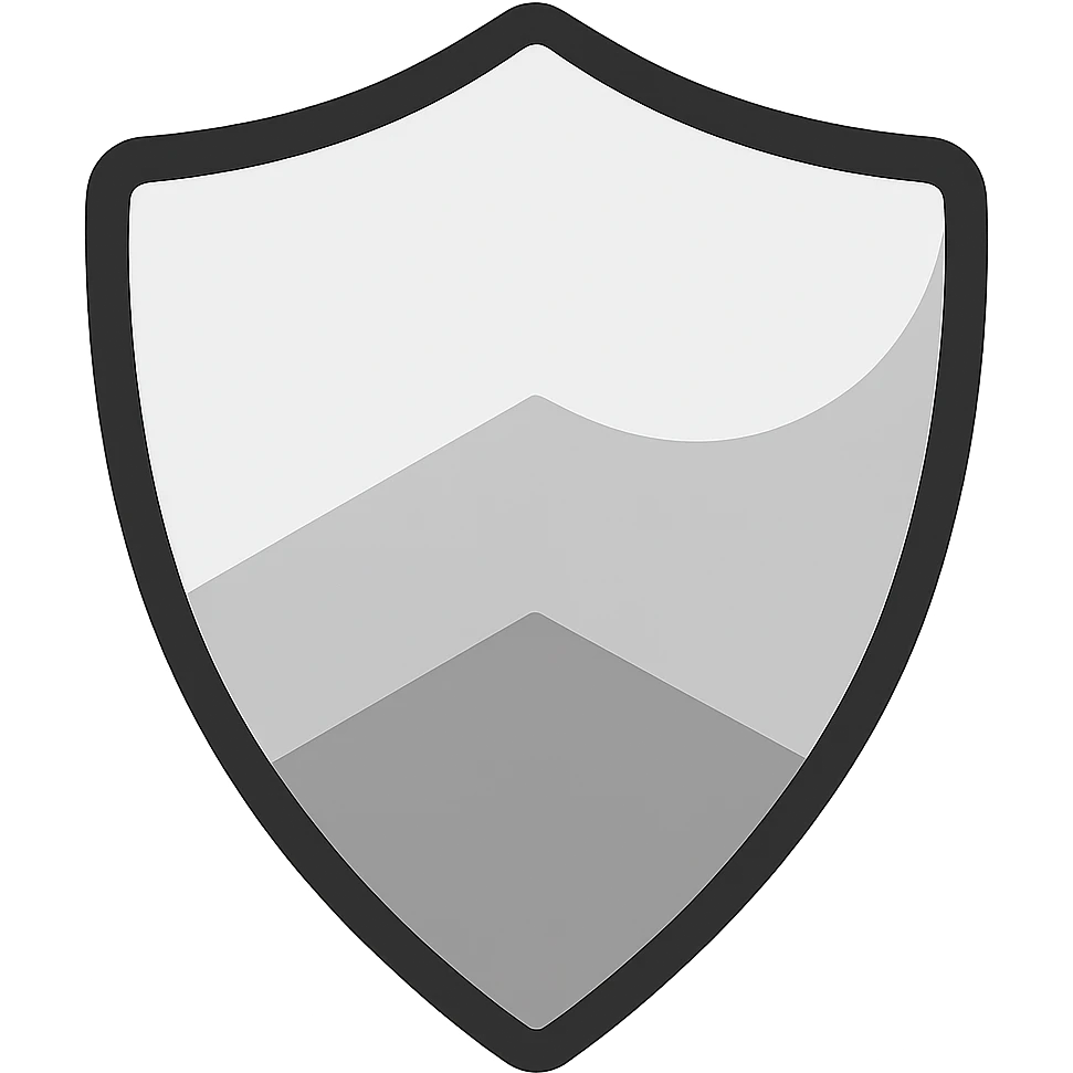 Make this shield icon social media style, flat grey color, modern and minimal, with no background (transparent). emoji
