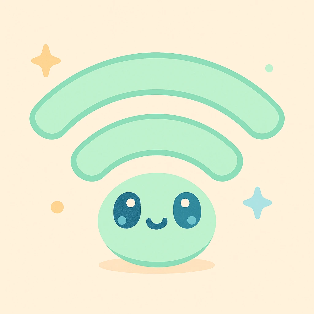 playful rounded friendly wifi symbol, cute and approachable style emoji