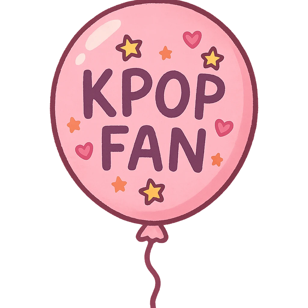 pink kpop fan balloon, cute and festive emoji