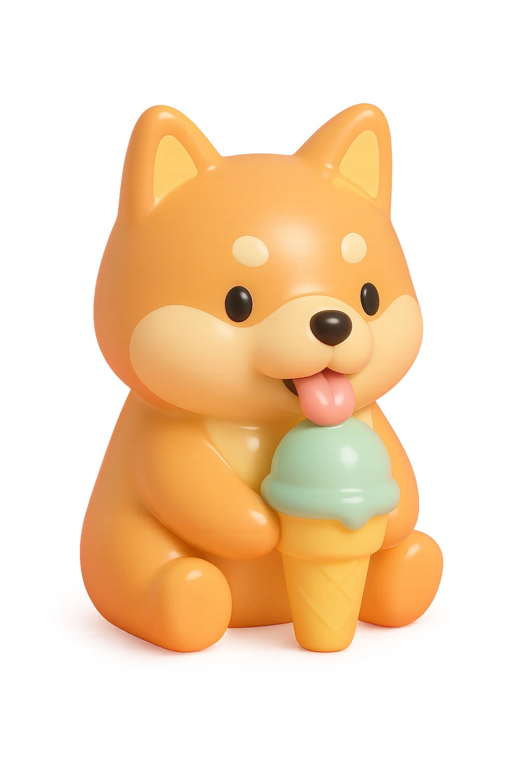 Shiba inu, eating ice cream emoji