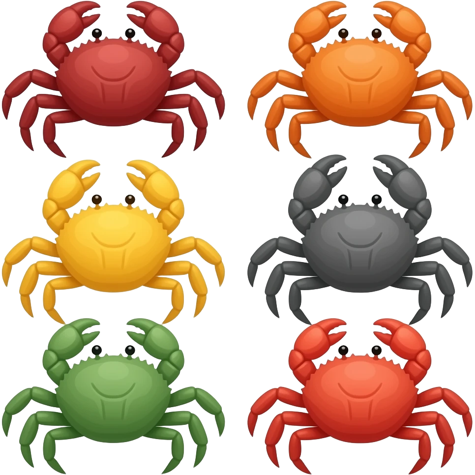 different colored Crabs emoji