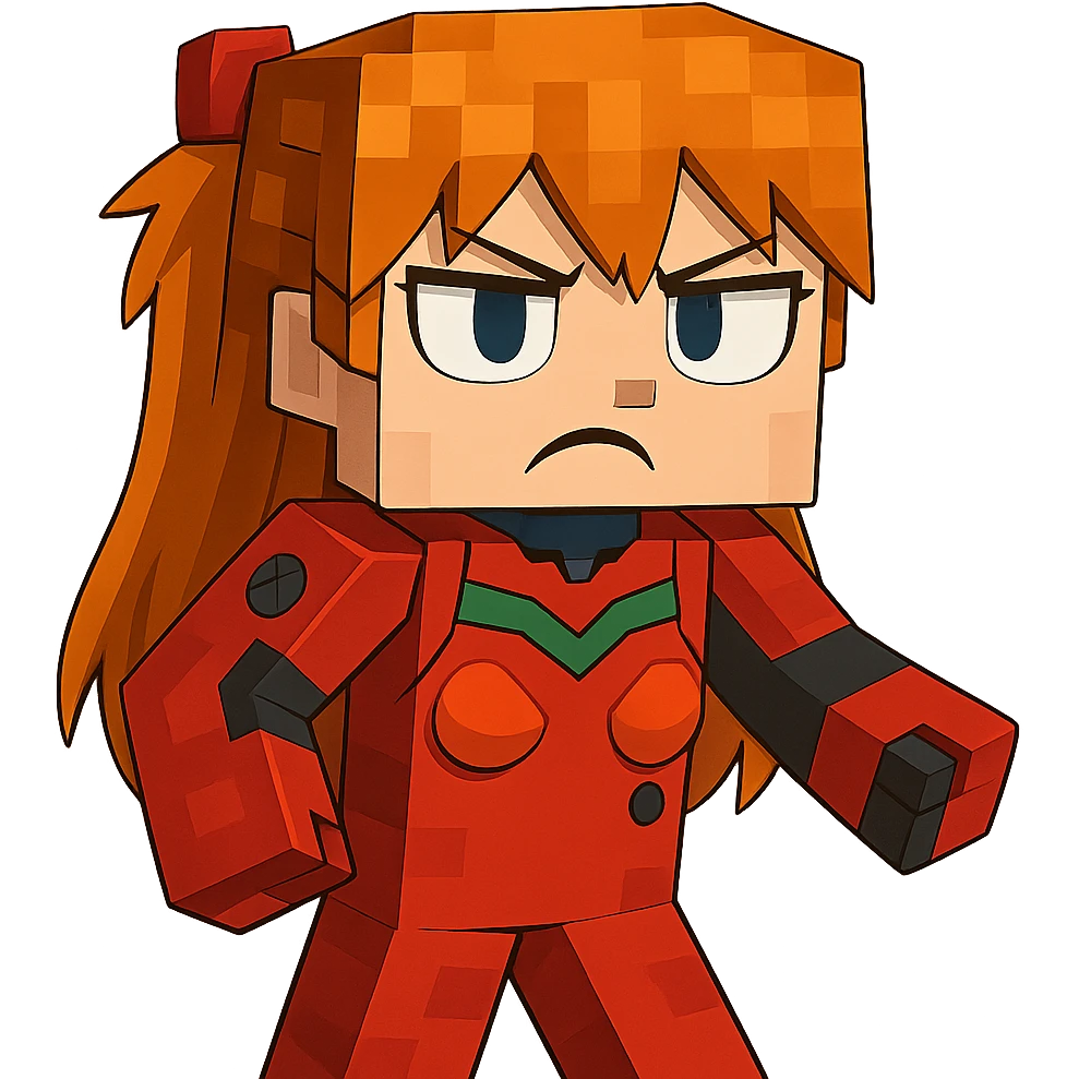 Change the expression of the character to angry/frowning, keeping the style and appearance the same, inspired by playful Minecraft-style expressions. Transparent background. emoji