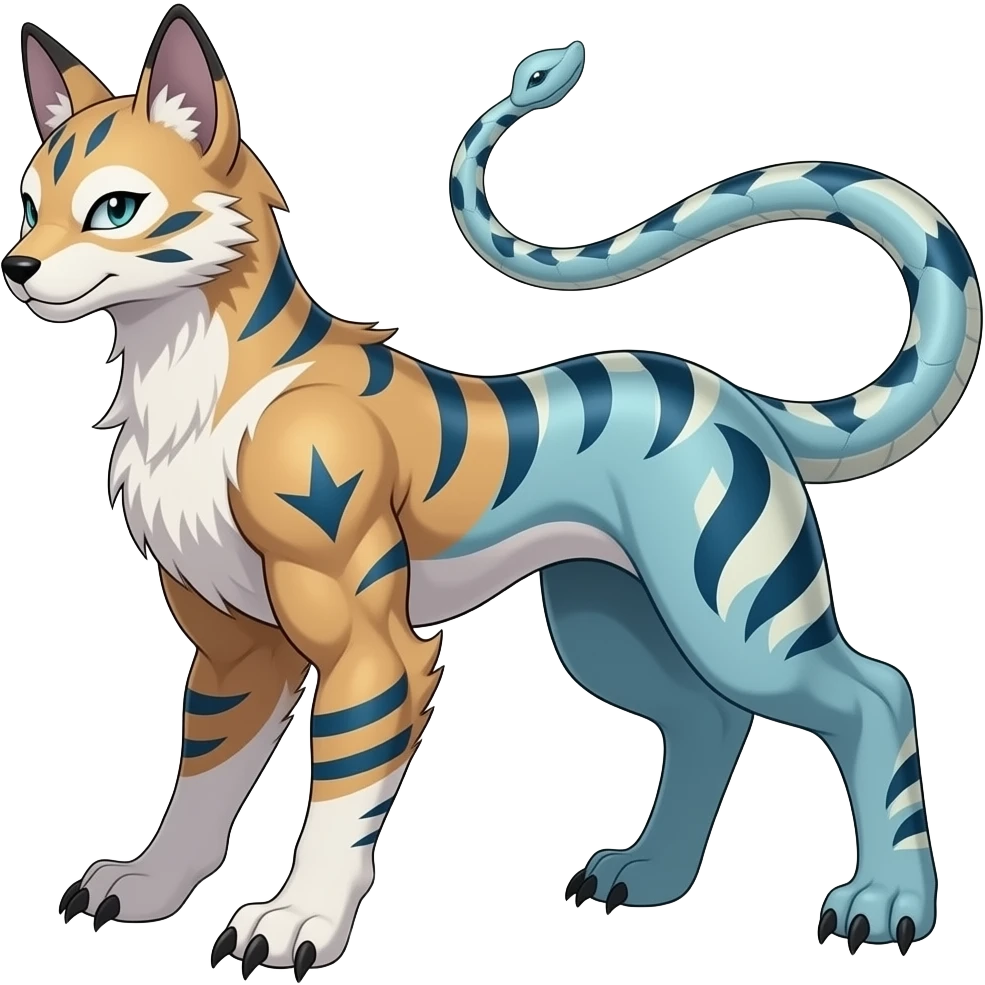 Cool Edgy Zangoose-Absol-Seviper Fakémon Digimon with Edgy markings, full body, outlined emoji