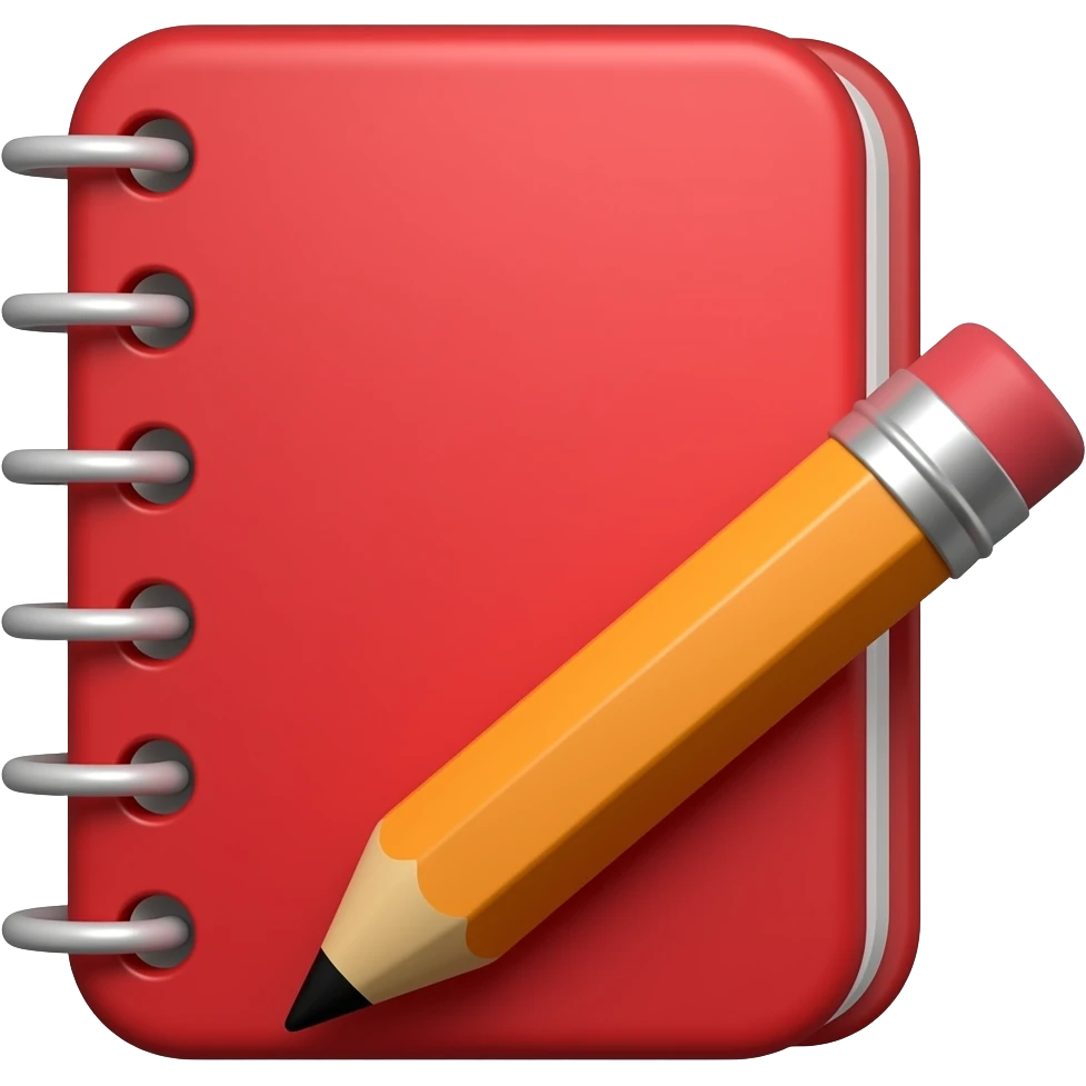 Cuaderno rojo y lapiz emoji