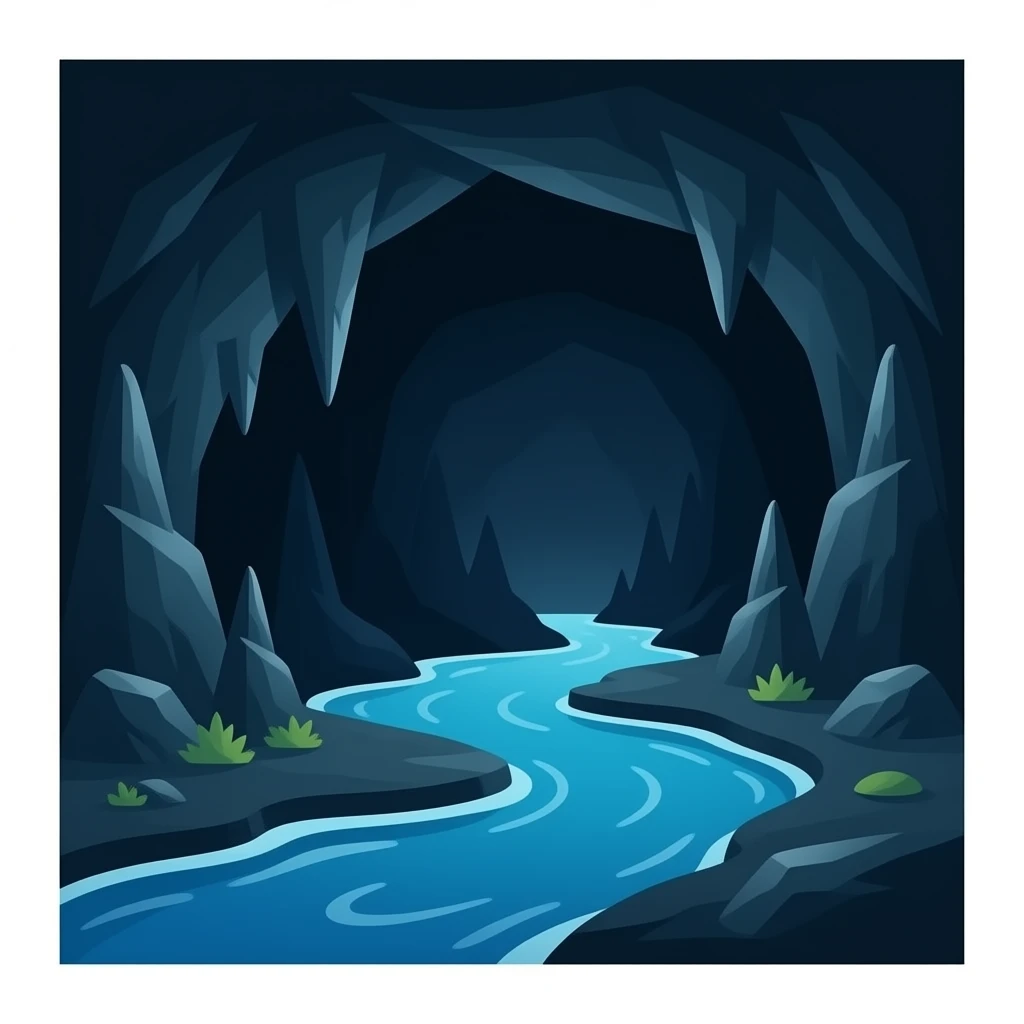 une grotte très sombre il ne doit pas y avoir de l'eau emoji