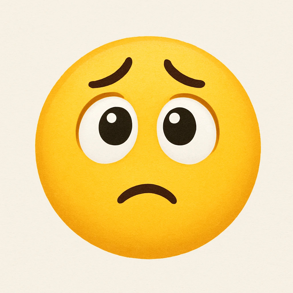 yellow emoji with a worried face emoji