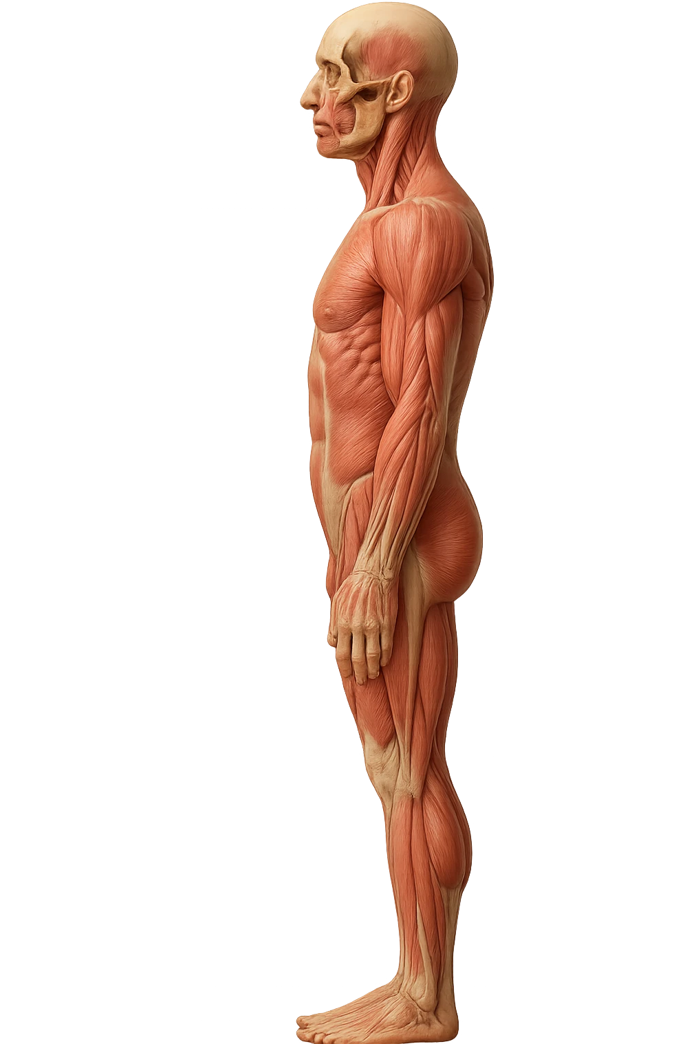 corpo umano anatomico di profilo realistico con schiena piatta, iperrealistico 4k emoji