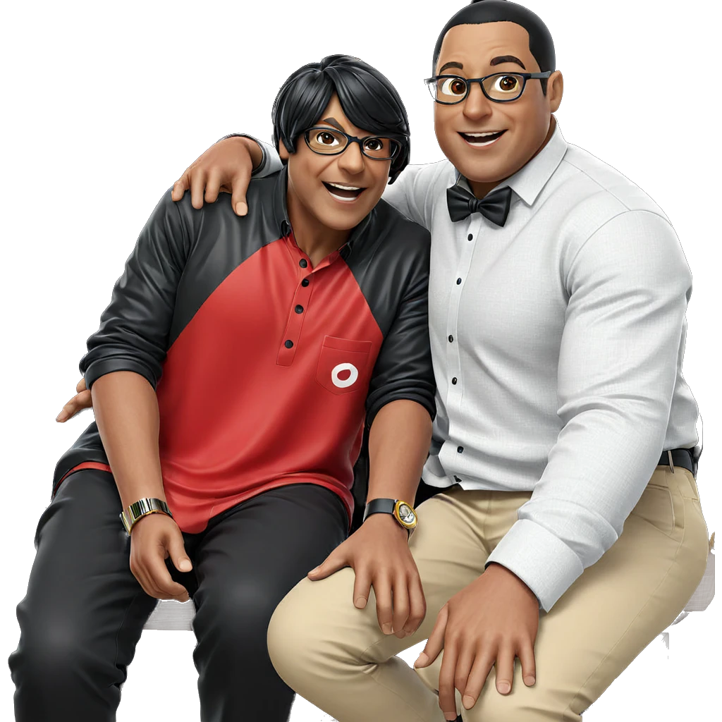 two boys in stylish attire emoji