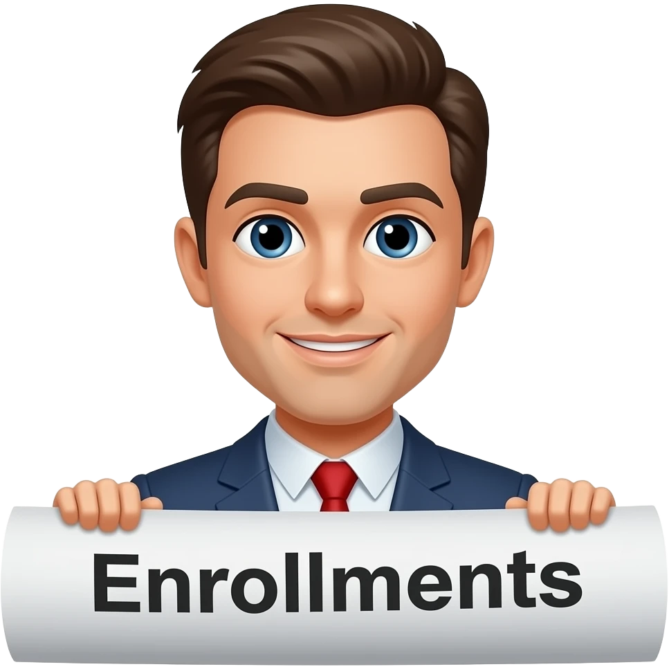 guy rolling a paper that says enrollments emoji