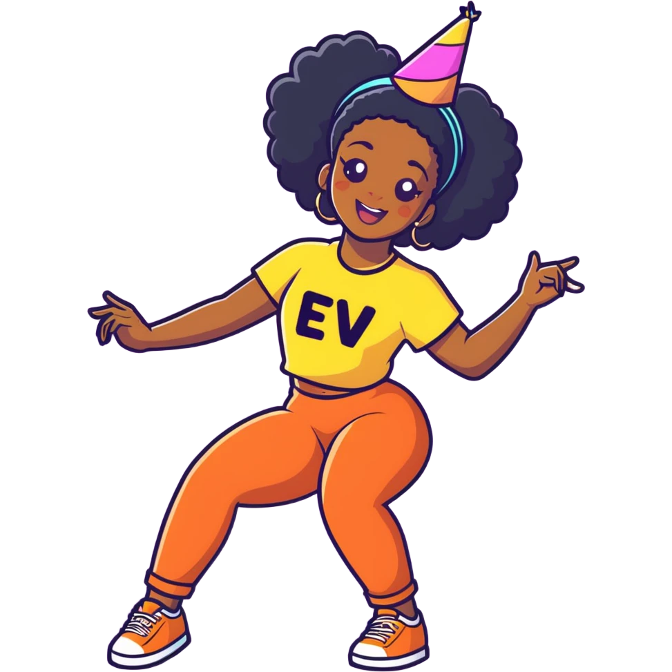 Black girl twerking celebrating birthday emoji