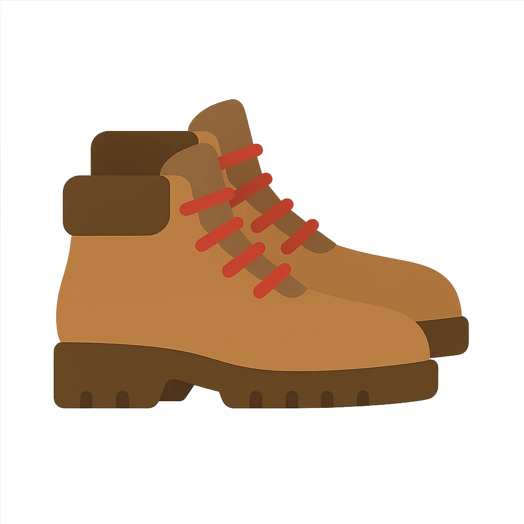brown hiking boots with red laces, flat  emoji
