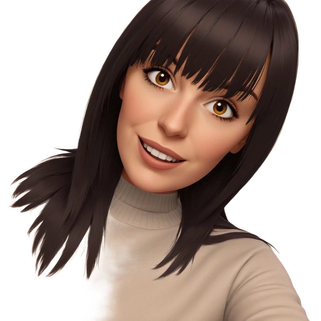 smiling girl in sweater emoji