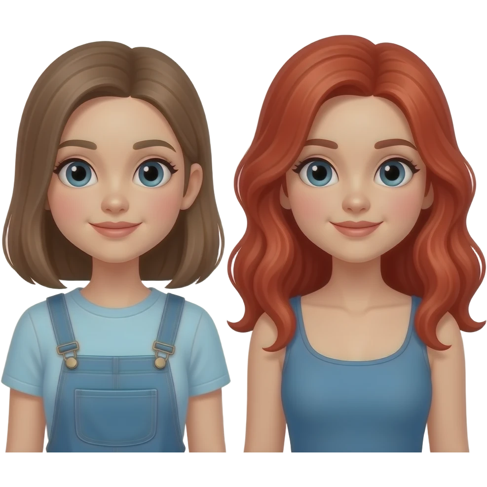 just like that, but the girl with brown skin needs to have light skin, and the girl on the right needs to have red loose hair emoji