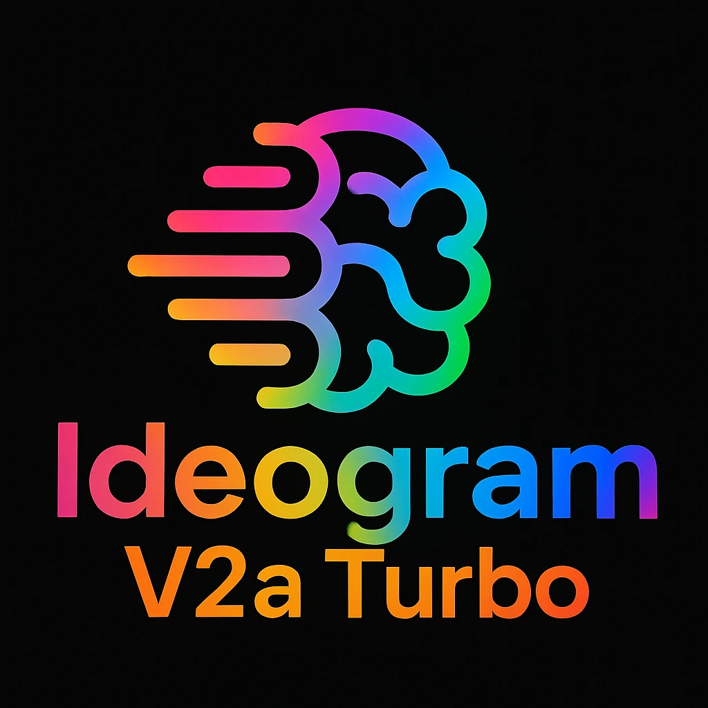 make a colorful text of "Ideogram V2a Turbo", black background emoji