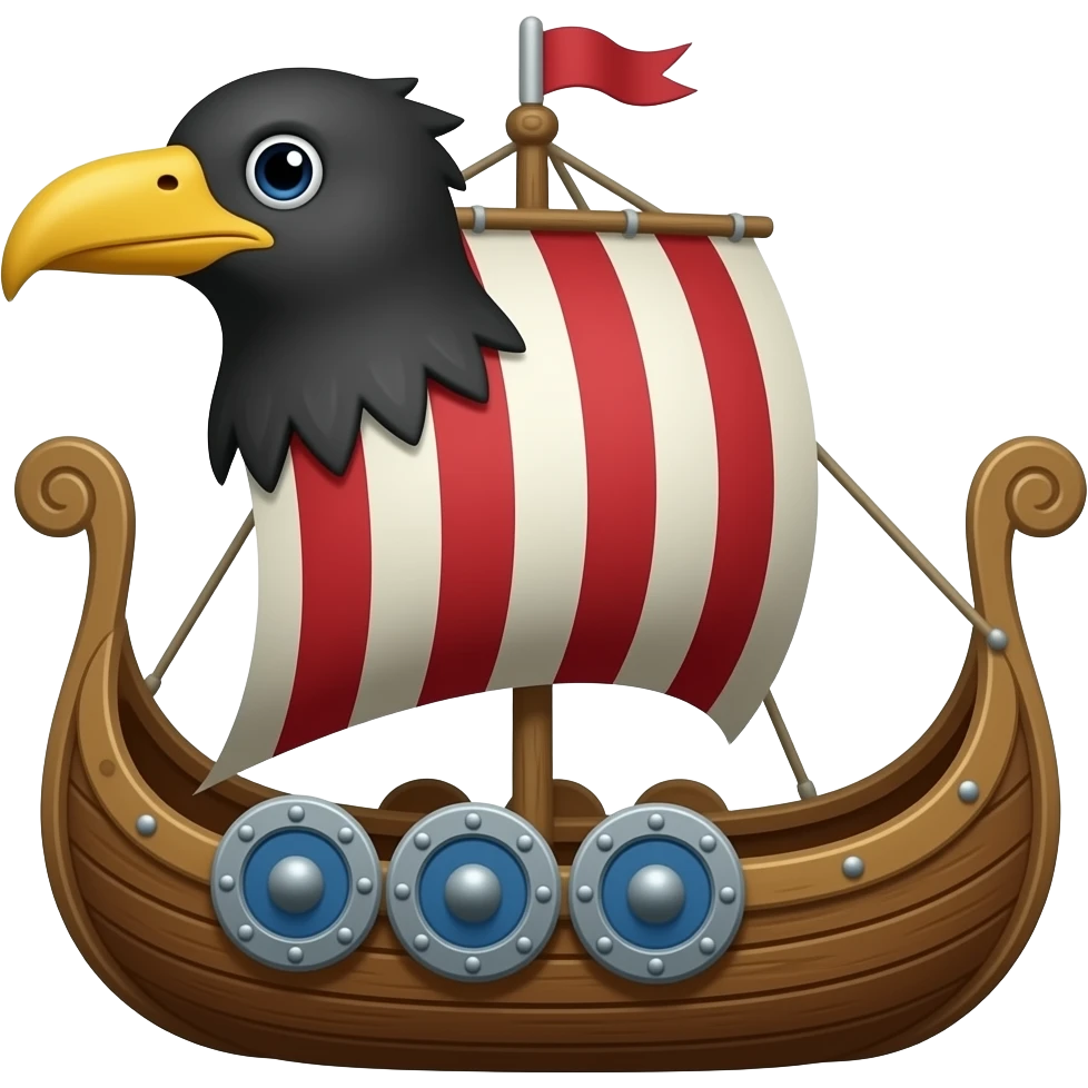 viking ship with raven emoji