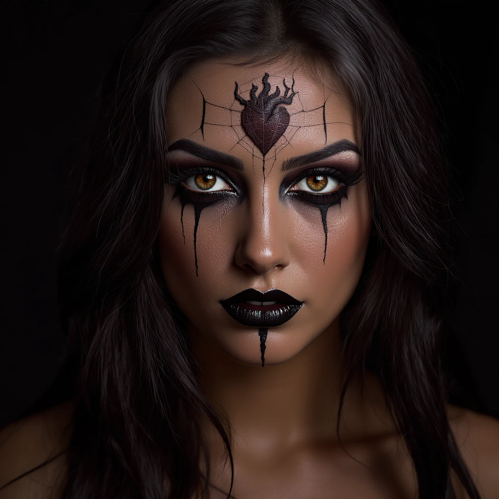 gothic heart with a spiderweb, professional photography style emoji