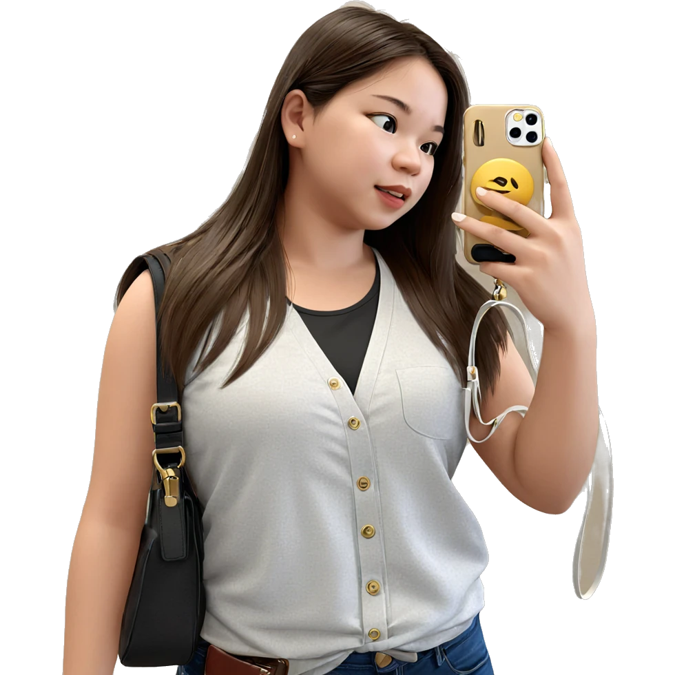 girl with phone and bag emoji