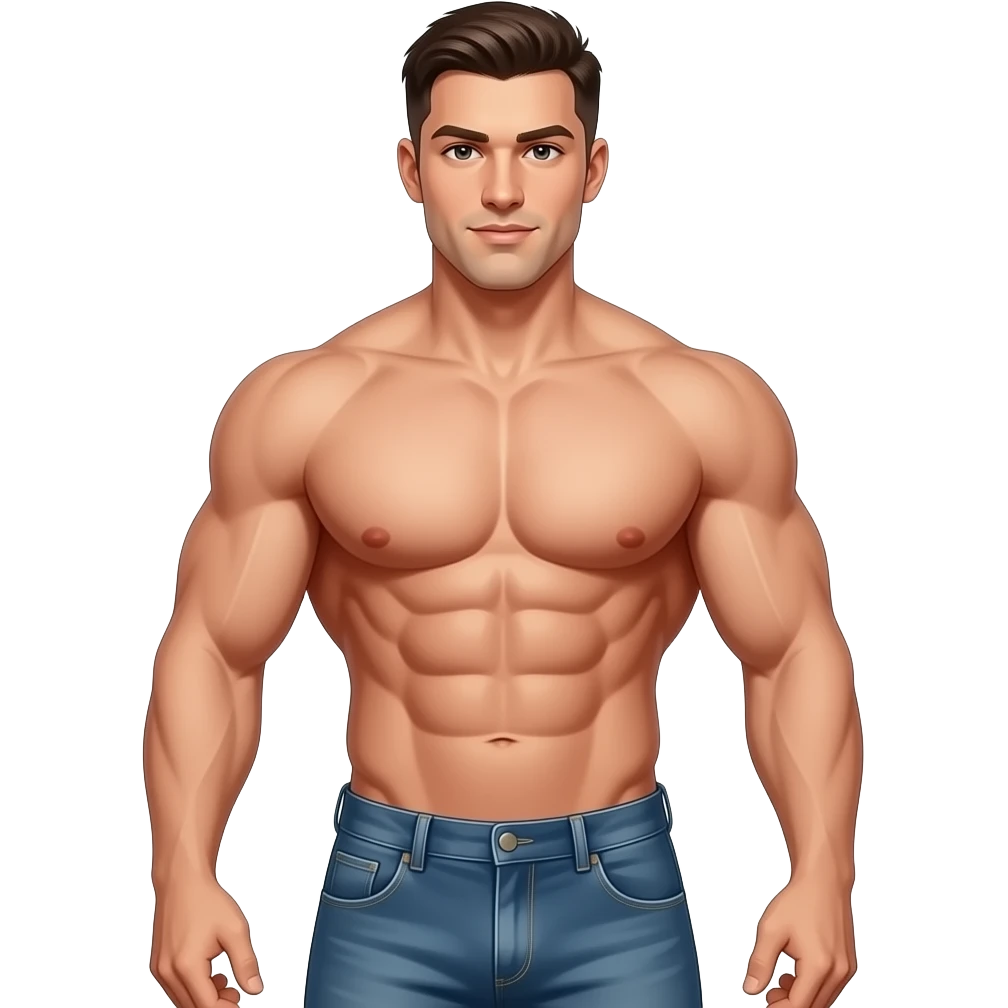 Strong Man With Abs and a bulge in his pants emoji