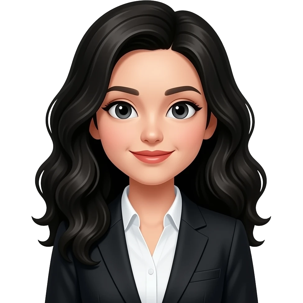 black wavey hair girl with black office blazer emoji