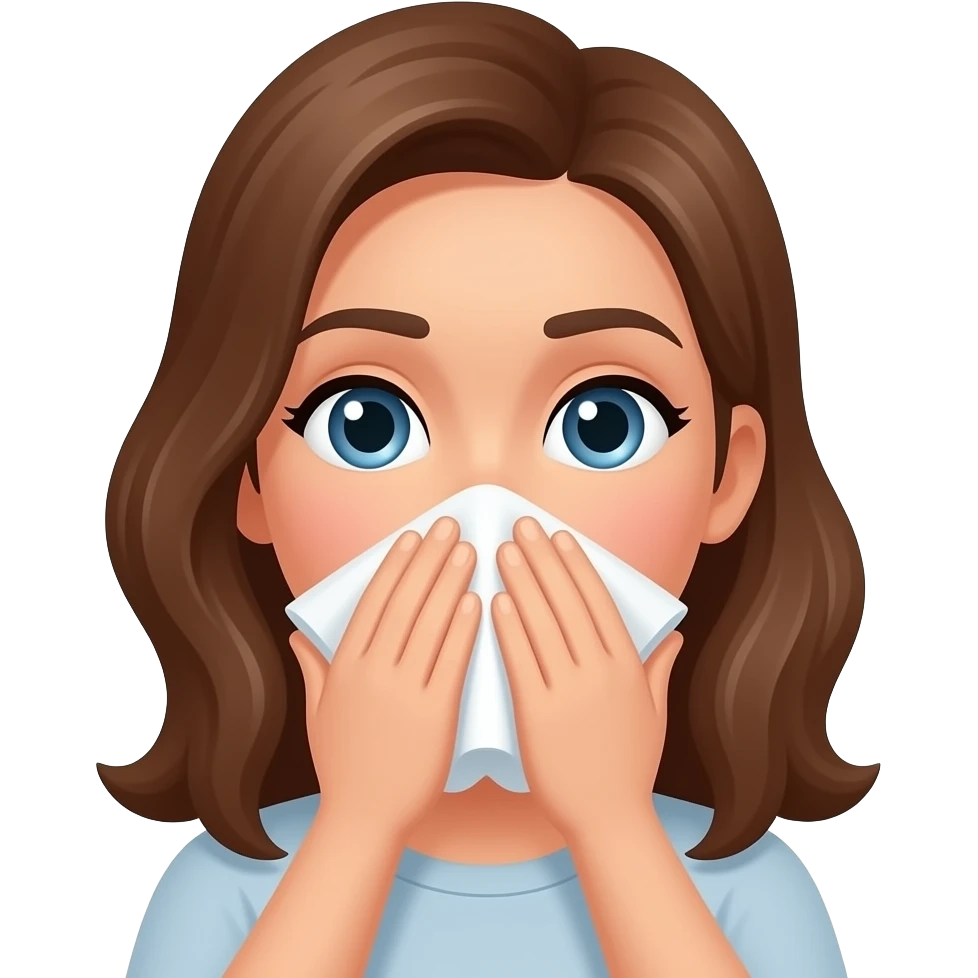 female blowing  nose emoji