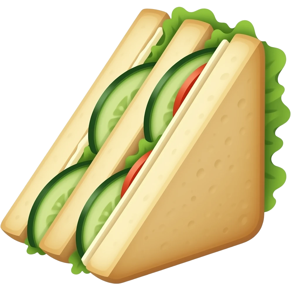 Elegant cucumber and lettuce triangle cut sandwich emoji