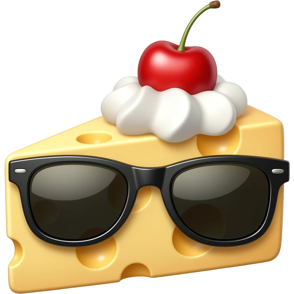 cheese with whipped cream and a cherry on top, wearing sunglasses emoji