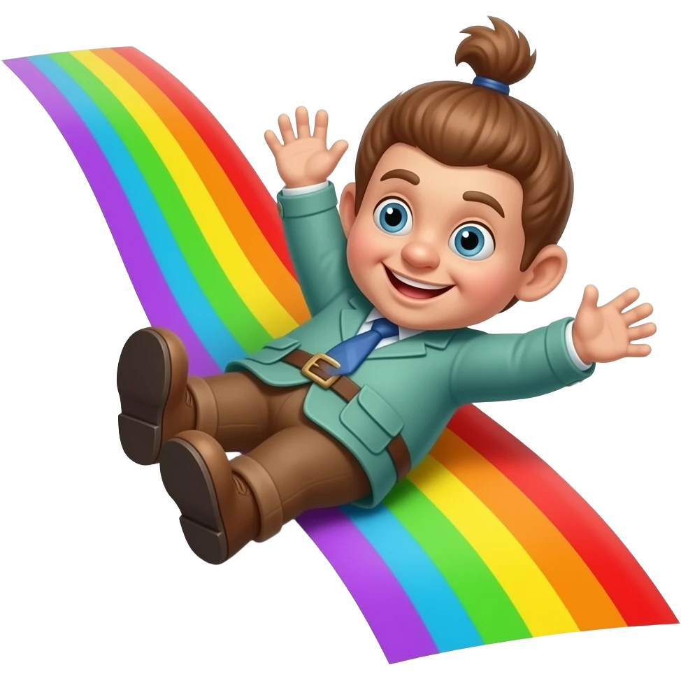Gnome sliding down a rain bow can you make the gnome a brown female emoji