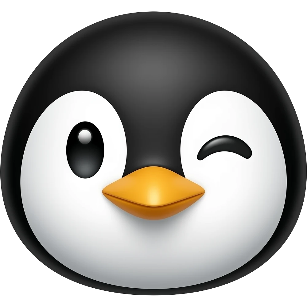 penguin eye wink emoji