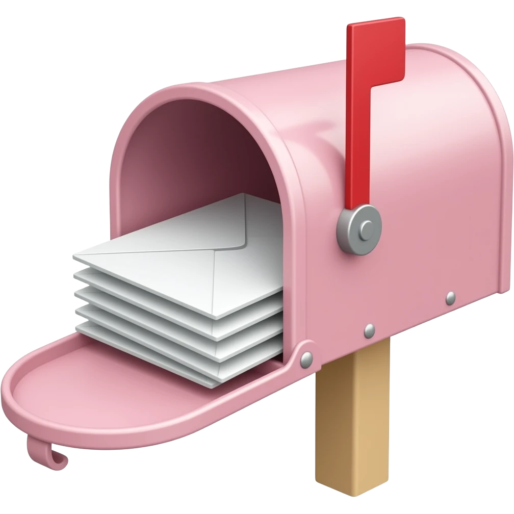 light pale pink mailbox with envelopes emoji