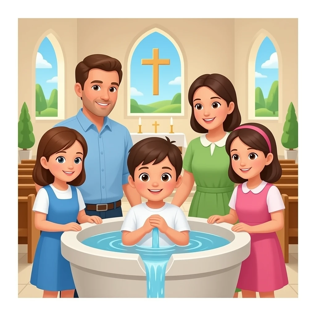 El bautizo es un rito cristiano en el que una persona es recibida en la Iglesia mediante el uso de agua 💧. Simboliza la purificación y el inicio de una nueva vida espiritual, y suele celebrarse con la familia 🎉 emoji