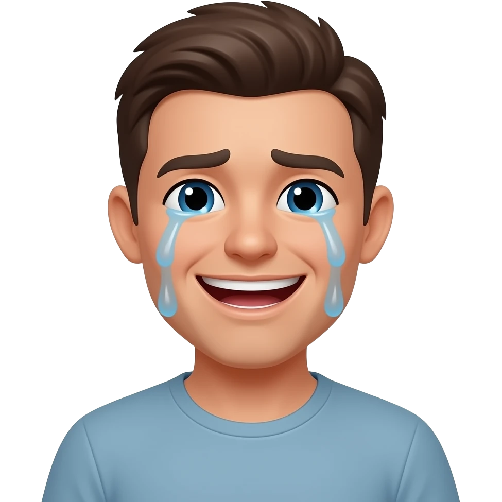 Create smile Laughing through tears, it's a little bit sad and happy, like bi-polar,  not a man a woman, be like smile emoji