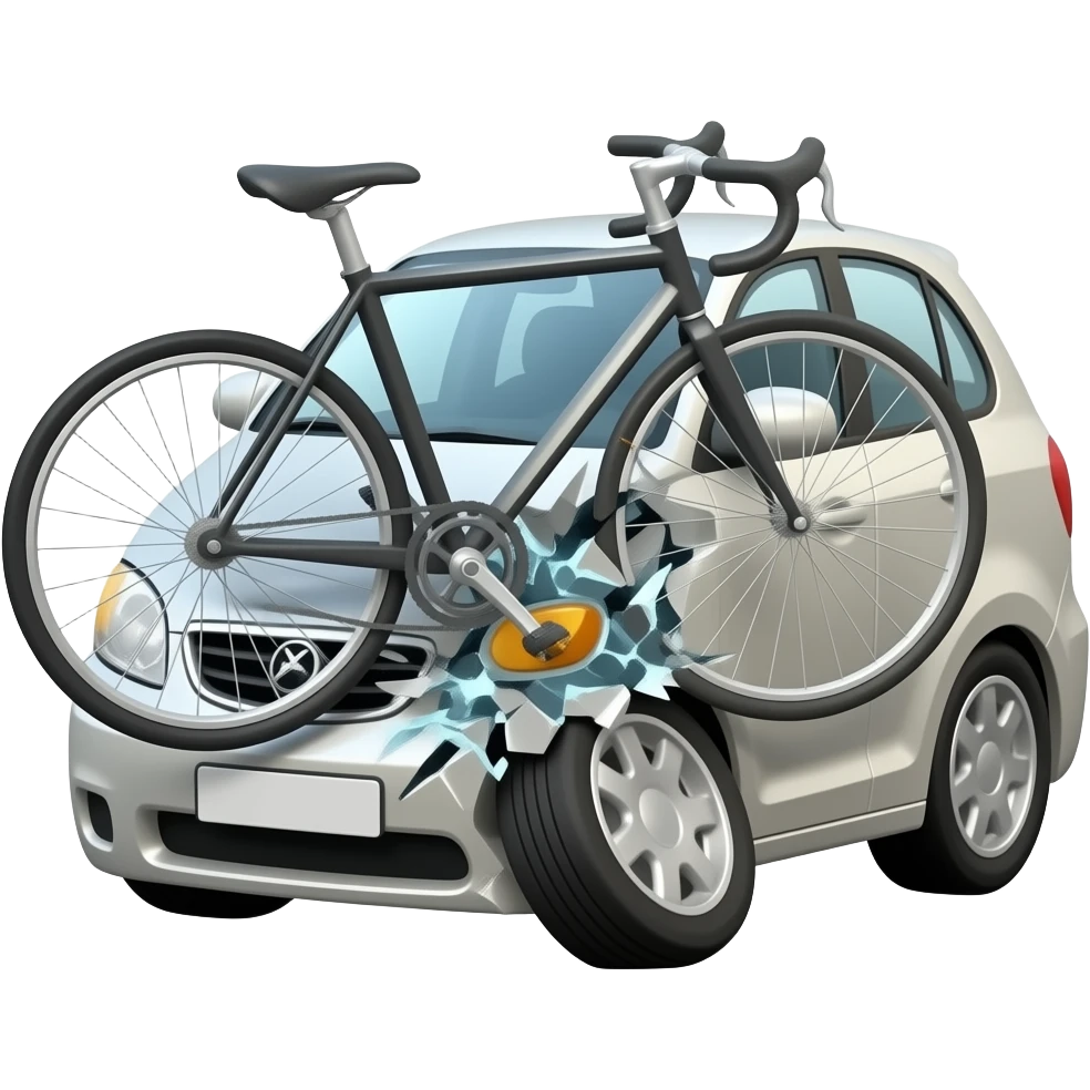 bicycle crashed into car emoji