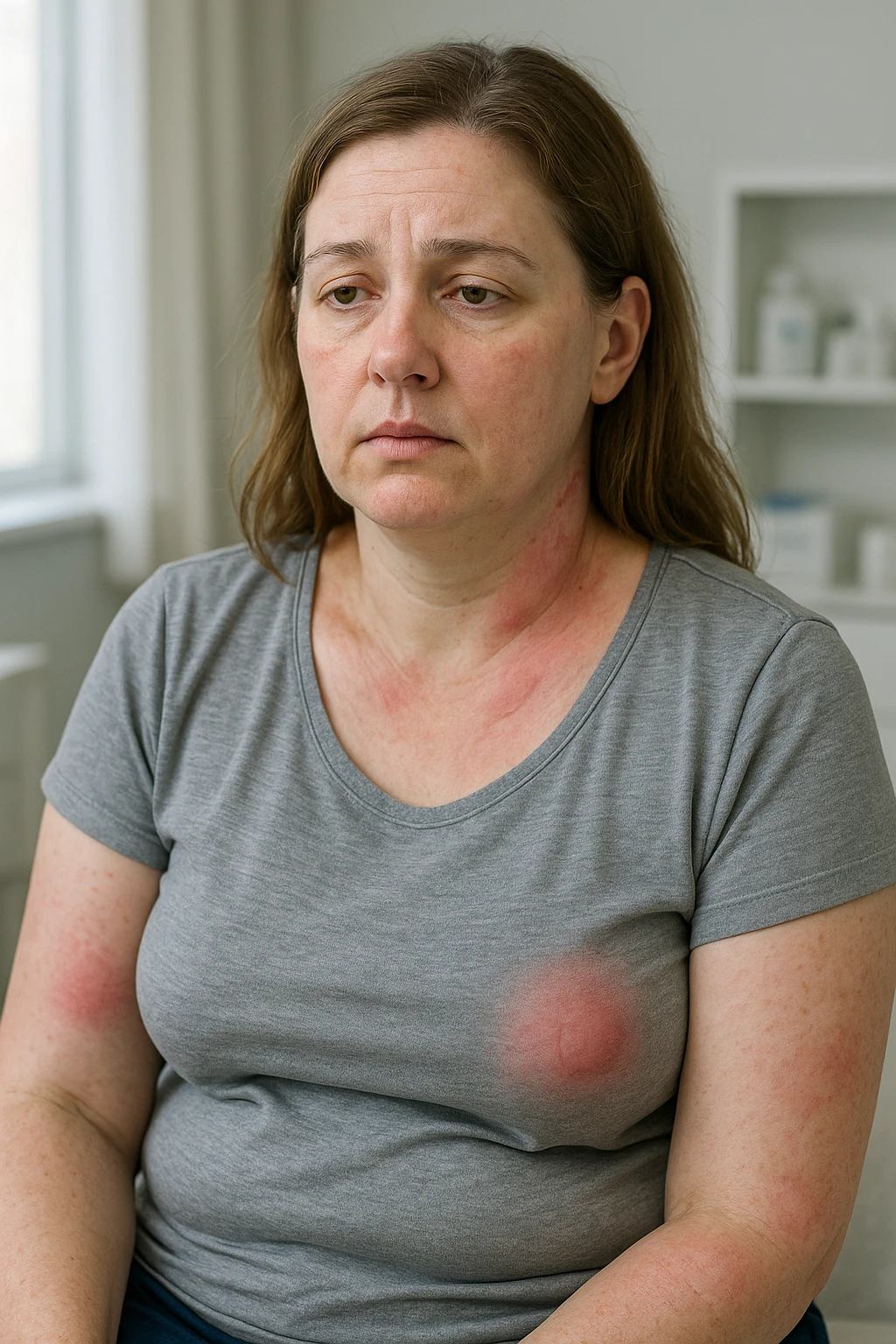 Donna con problemi cardiovascolari e linfatici a causa della sua PCOS, immagine realistica emoji