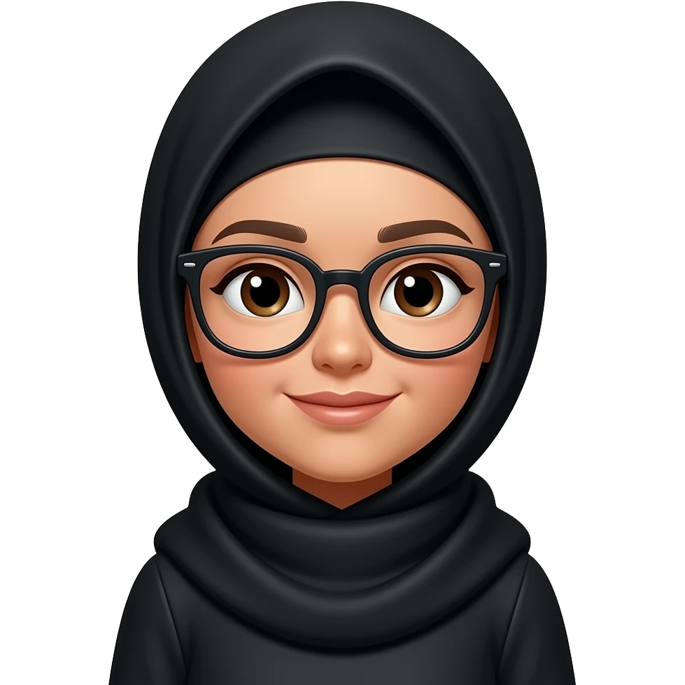 A light brown skinned girl with glasses and a black hijab emoji