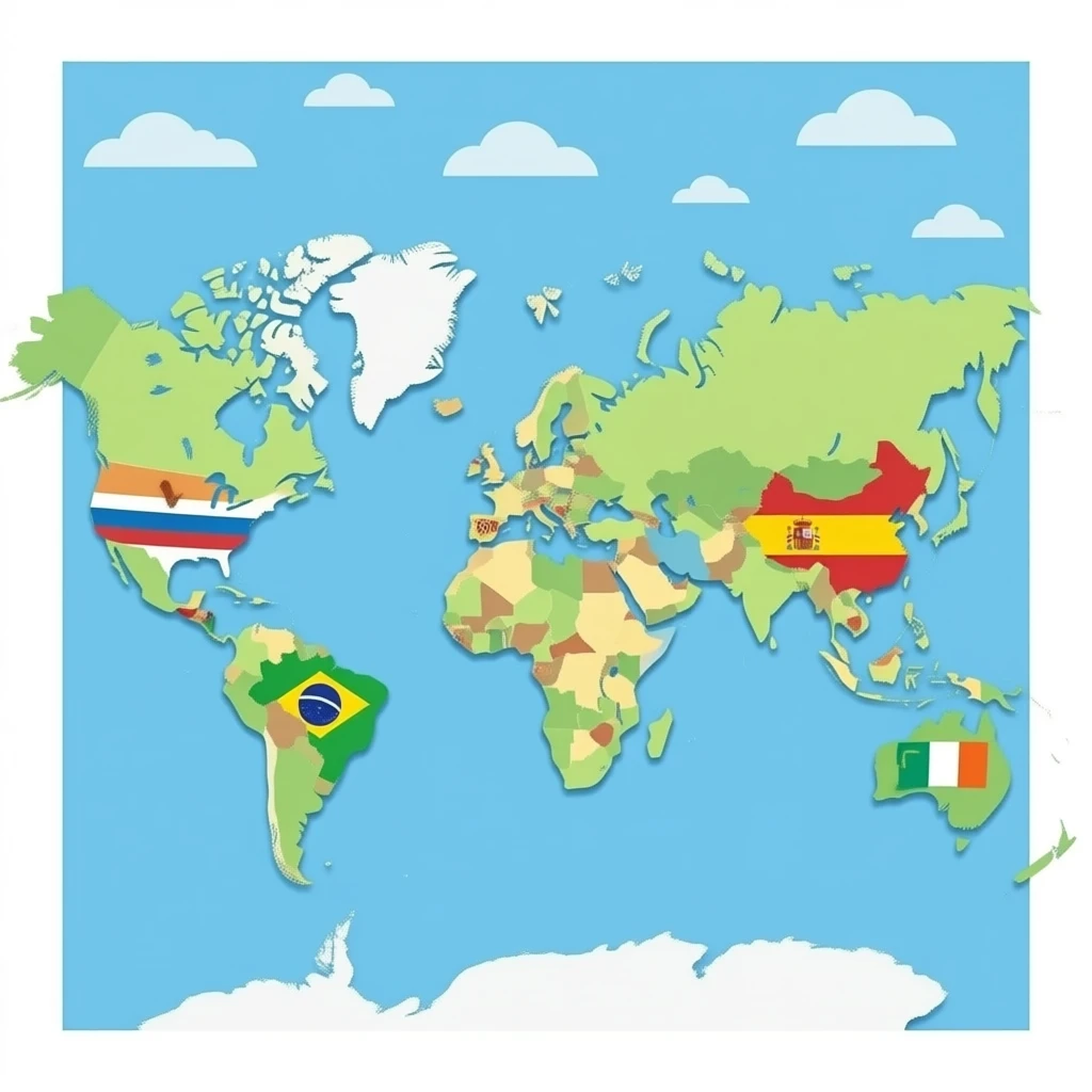 India, Japan, Egypt, Kenya, Brazil, Australia, Ireland, Russia, Spain, and United States emoji