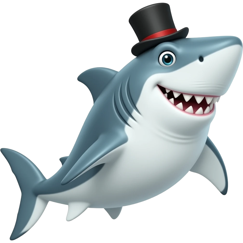 Shark with a top hat emoji