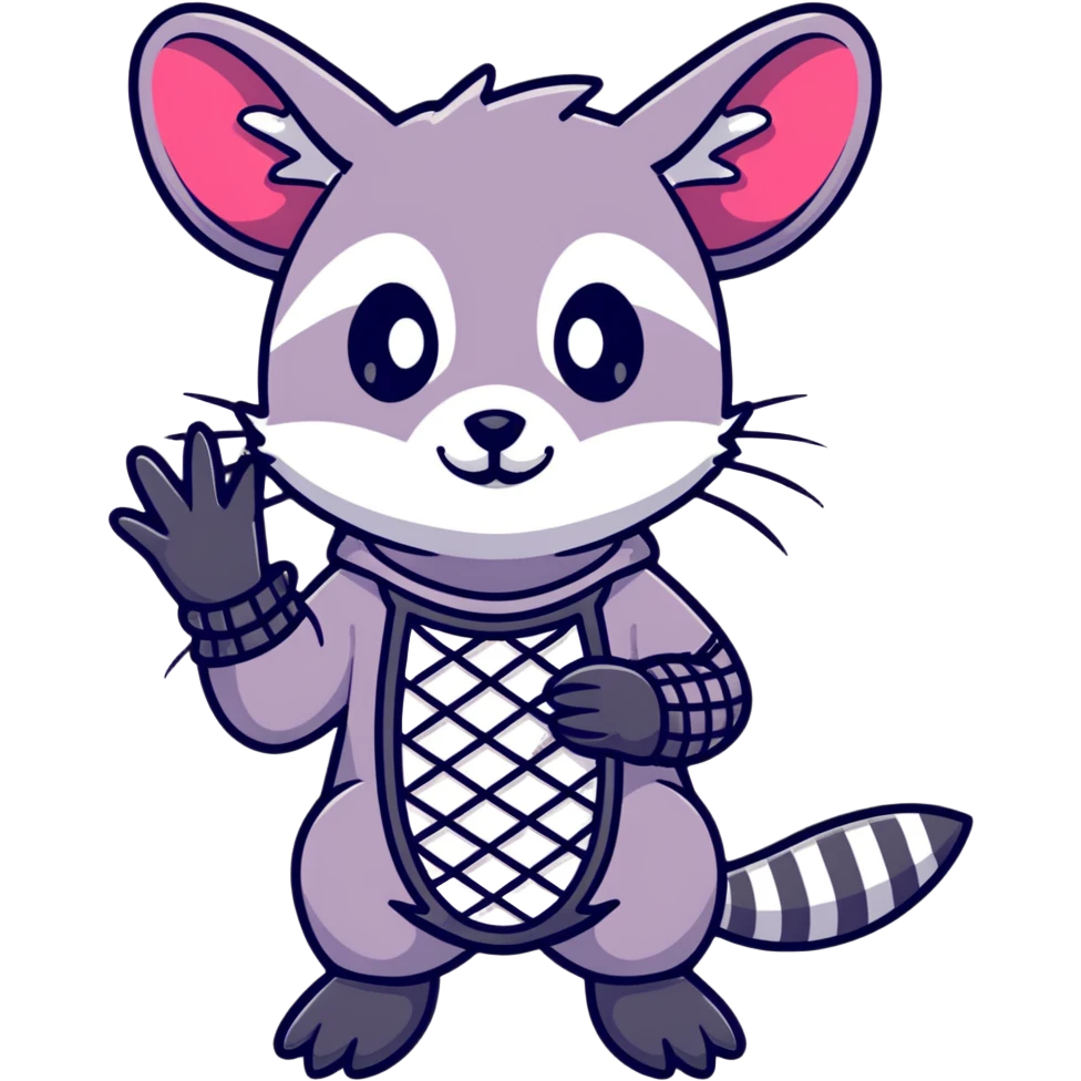 goth possum with fishnet gloves and black eyeliner emoji