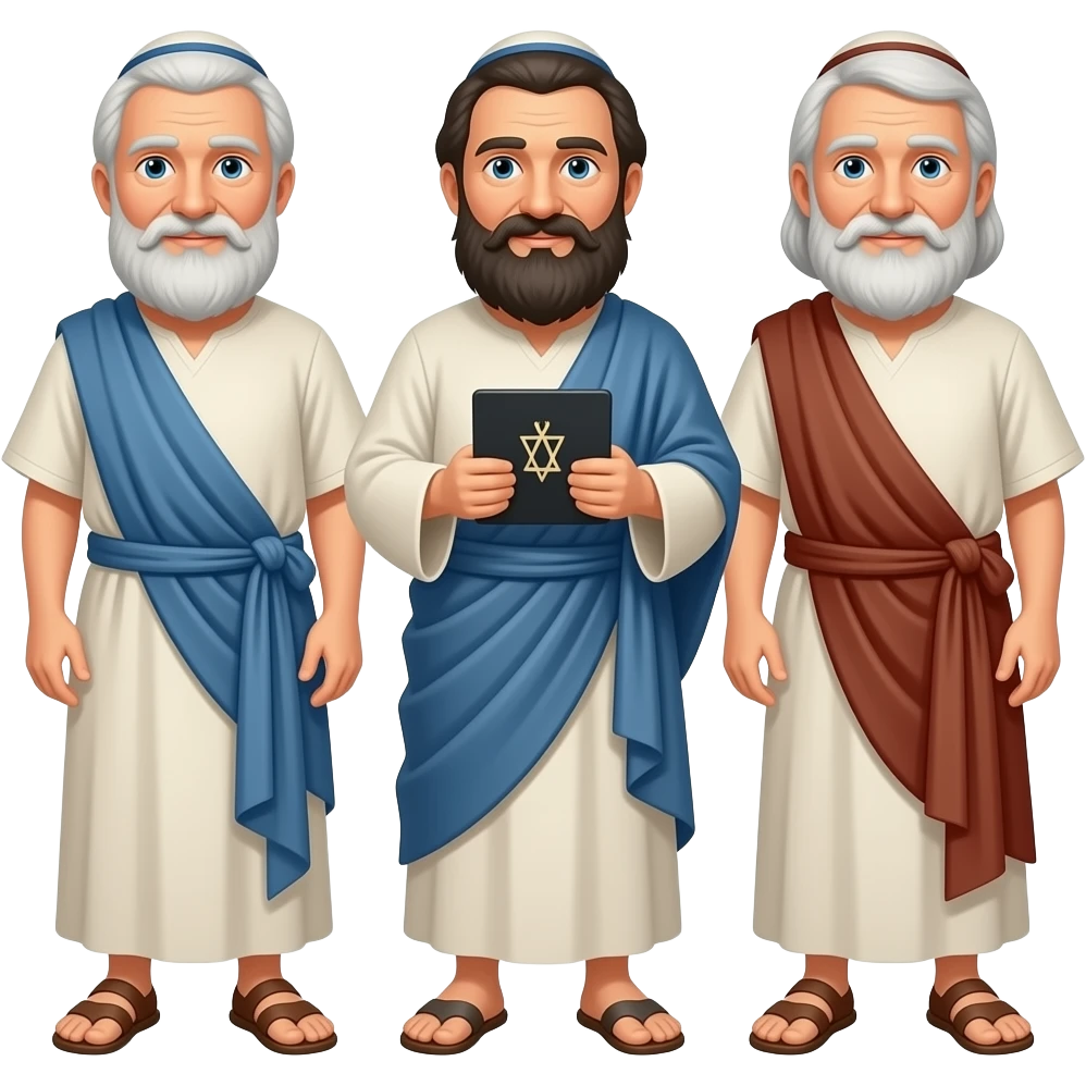 3 old Jewish men from biblical times wearing draped clothing emoji
