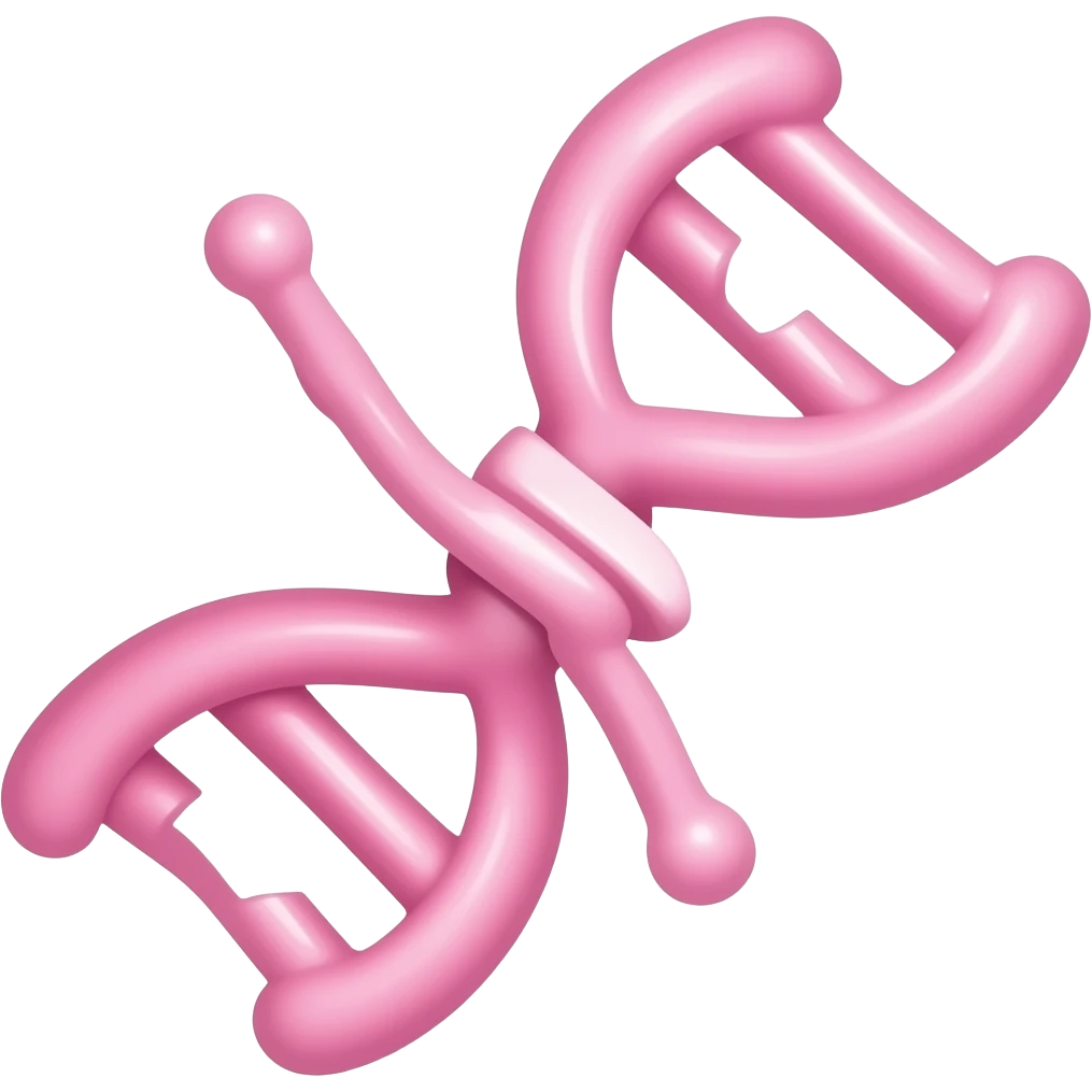 pink chromosome on white background without connections as lines between arms just two arms of chromosome emoji