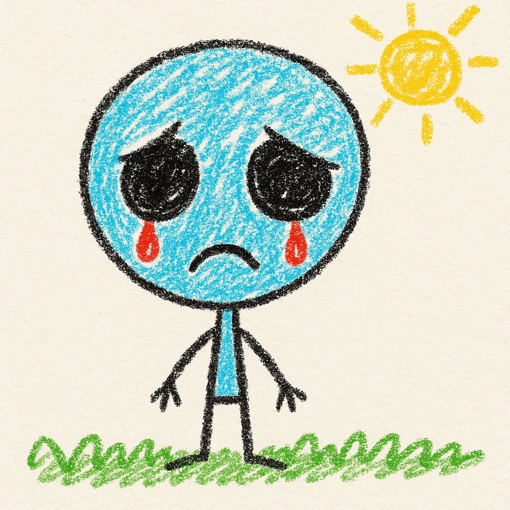 sad cute alien head, kid-friendly style emoji