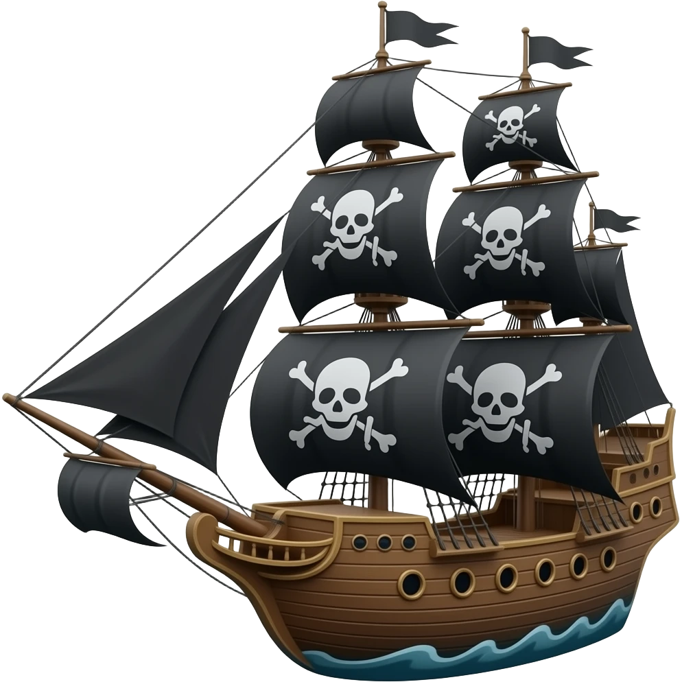 The black Pearl ship from pirates of the Caribbean emoji