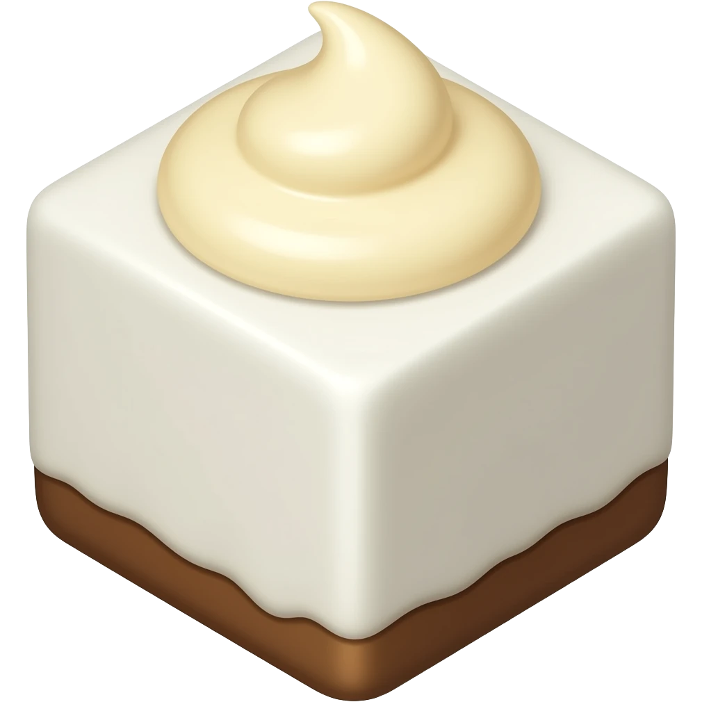 Cube blanc sur de la crème  anglaise emoji