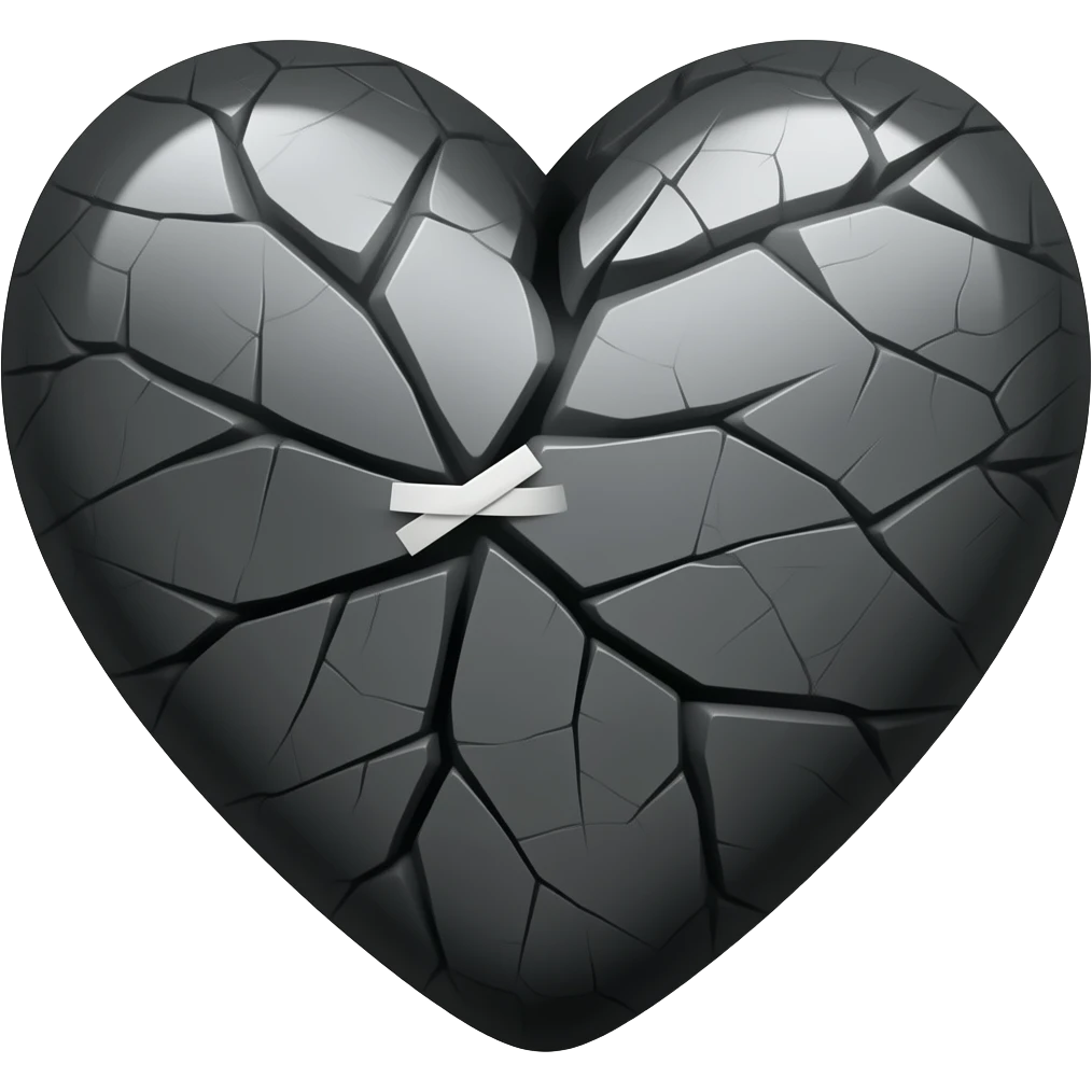 Black cracked mending heart with small white band aids emoji