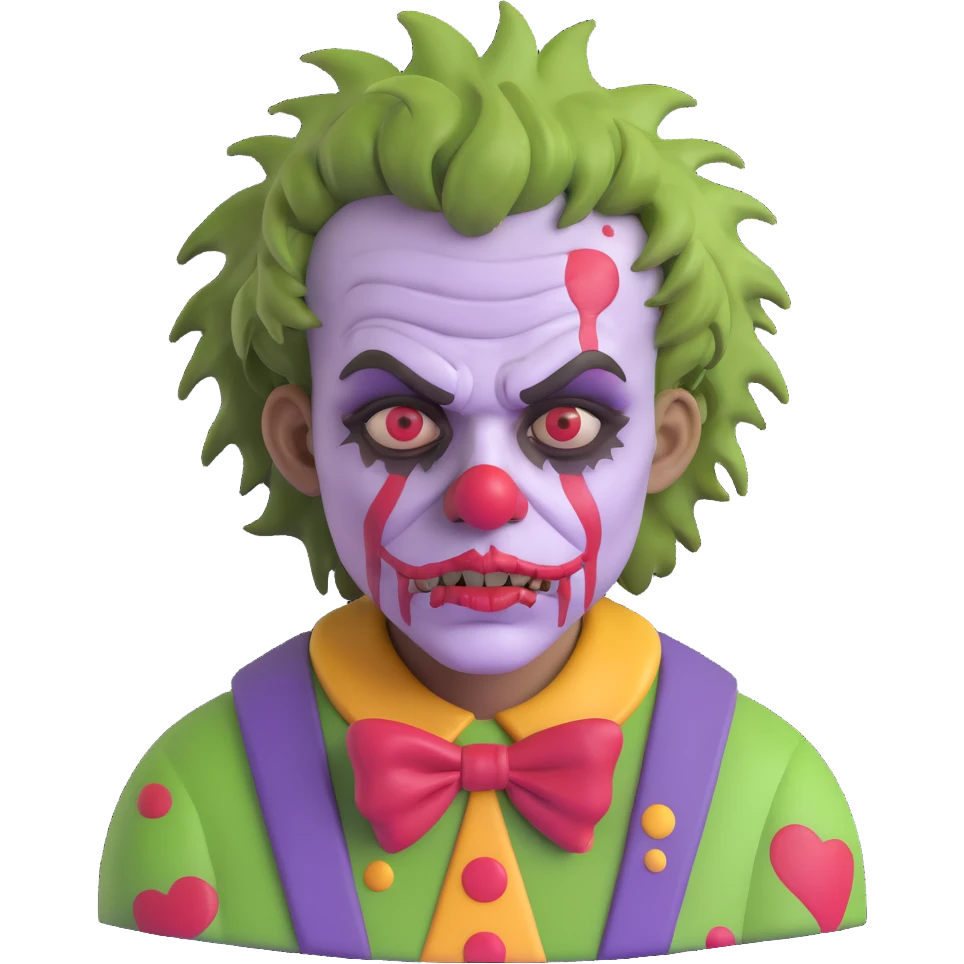 Menino Zumbi cabelo bagunçado, maquiagem de palhaço  emoji