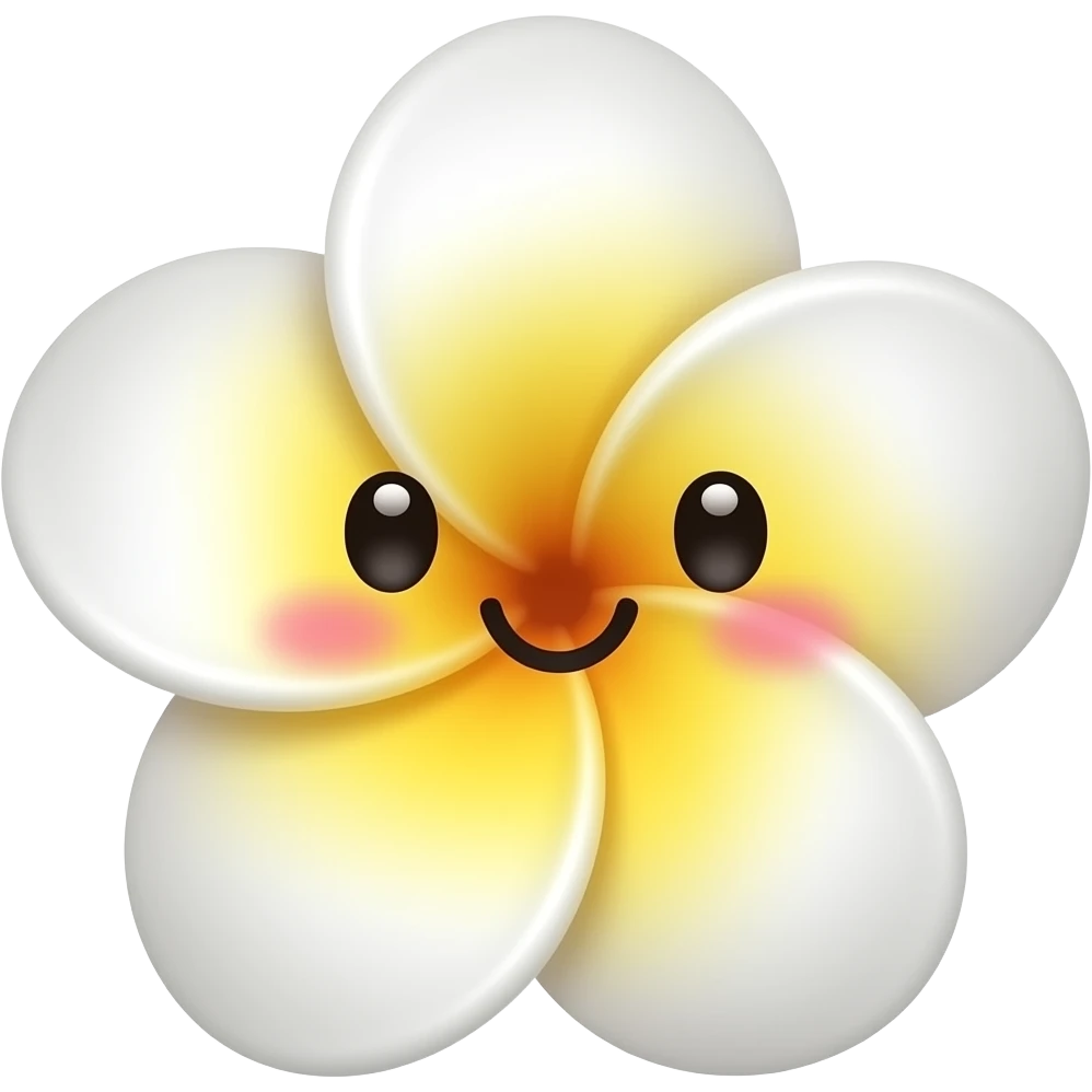 Plumeria flor kawaii con cara feliz emoji