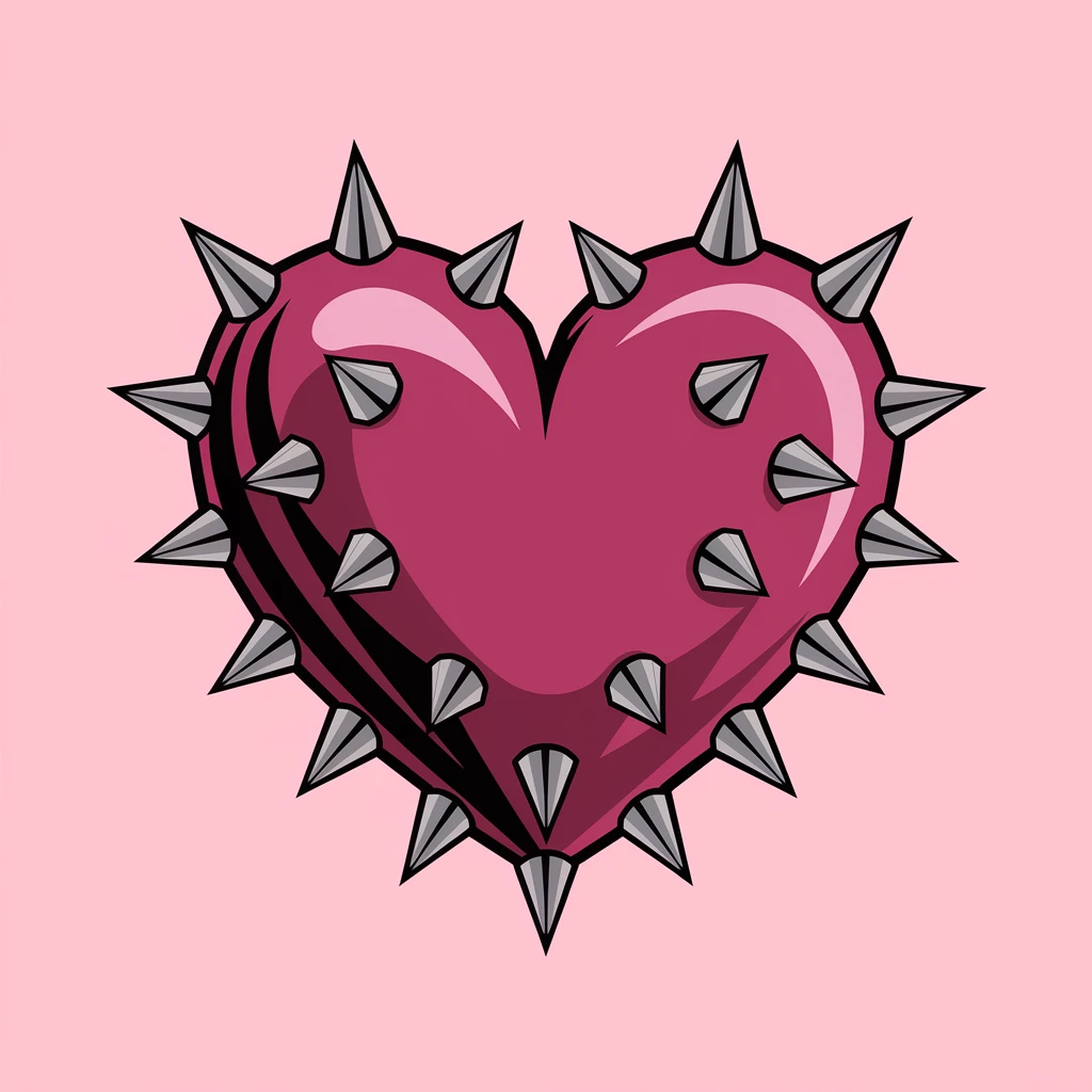 gothic heart with silver spikes emoji